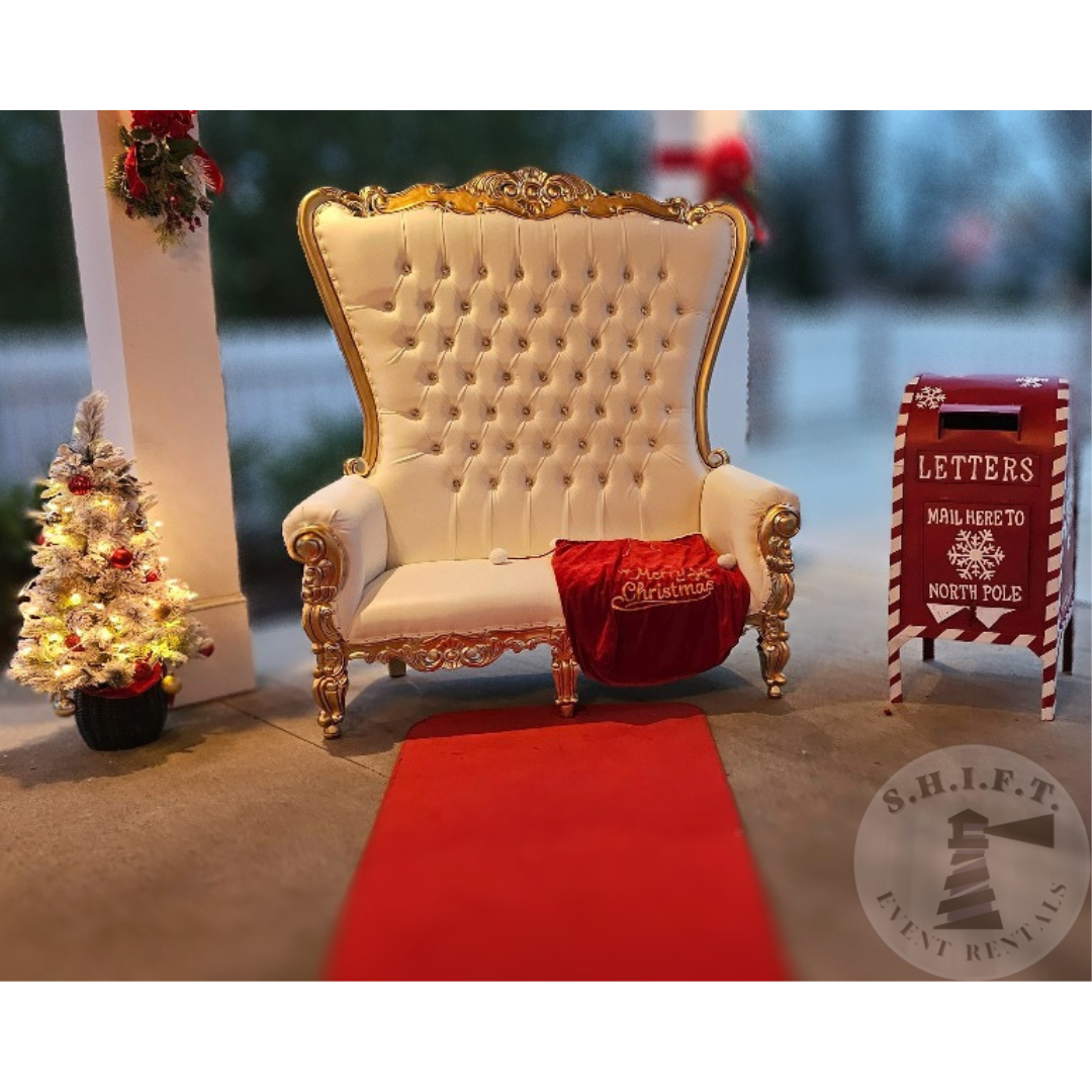 Queen Ashley Gold & White Loveseat Throne Chair – S.H.I.F.T. Event Rentals