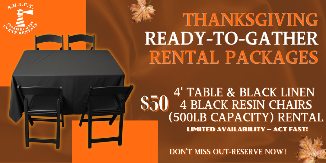 Thanksgiving & Friendsgiving Ready-To-Gather Package (Resin Folding Chair for 4)