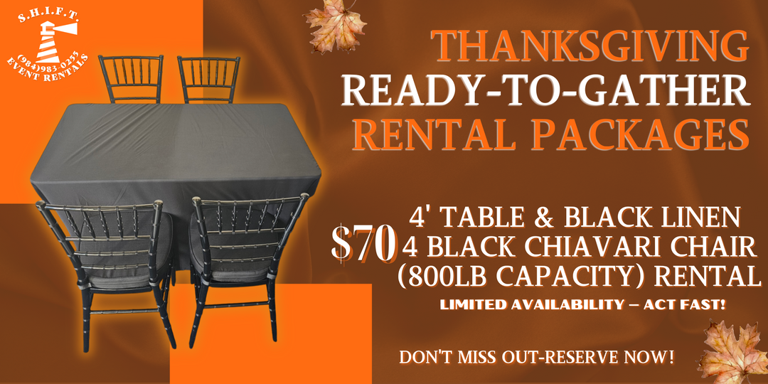 Thanksgiving & Friendsgiving Ready-To-Gather Package (Black Chiavari for 4)